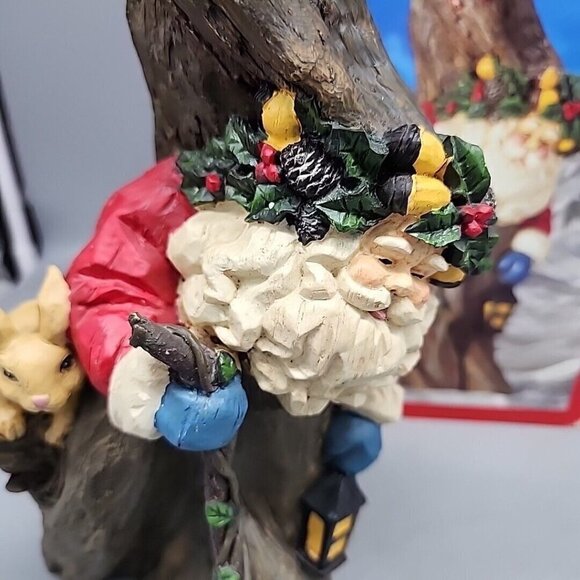WOODLAND SANTA CLAUS Figurine with staff & woodland animals With Box 11" Tall - Picture 2 of 6